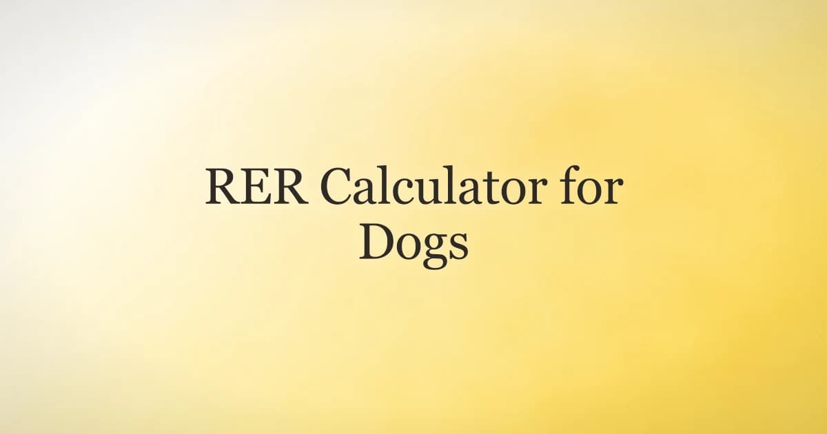 RER calculator for dogs showing the resting energy requirement formula and chart